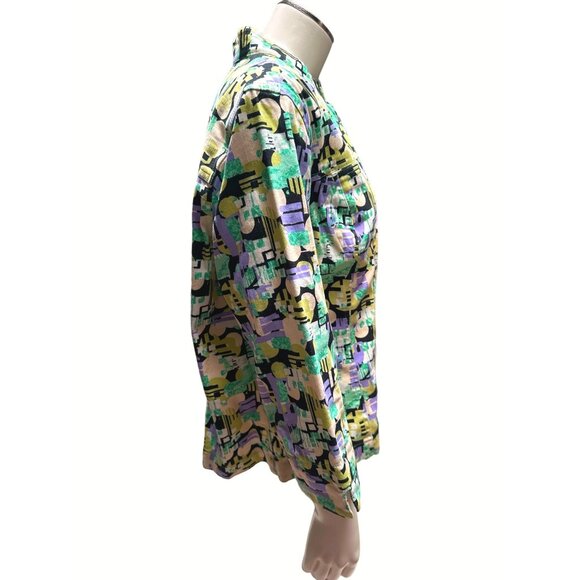 Christopher & Banks Abstract Stretch Button Up Jacket Size L - Picture 2 of 10